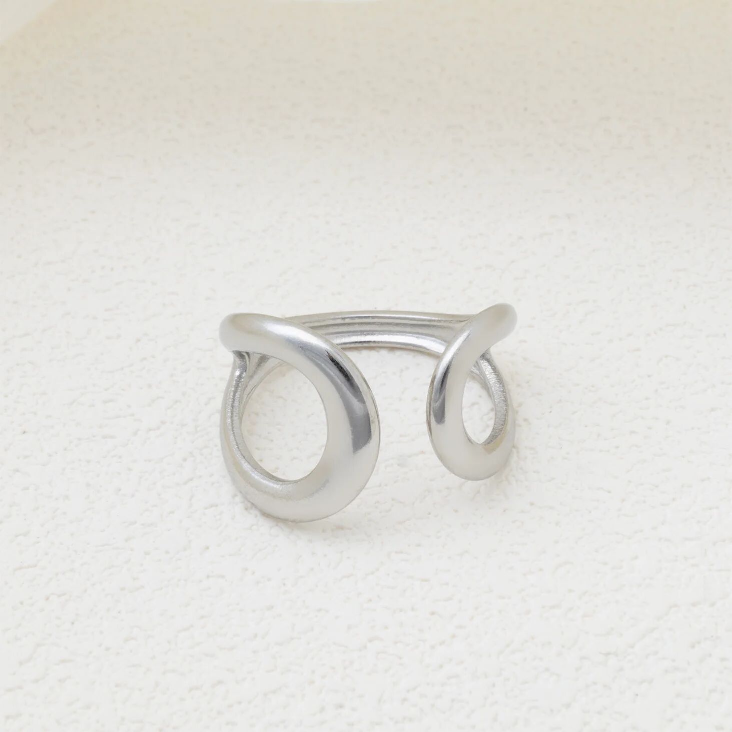 18K Gold PVD Stainless Steel Crescent Cuff Adjustable Ring - silver studio