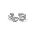18K Gold PVD Stainless Steel Petite Petal Adjustable Ring- silver main