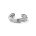 18K Gold PVD Stainless Steel Twist Open Adjustable Ring- silver main