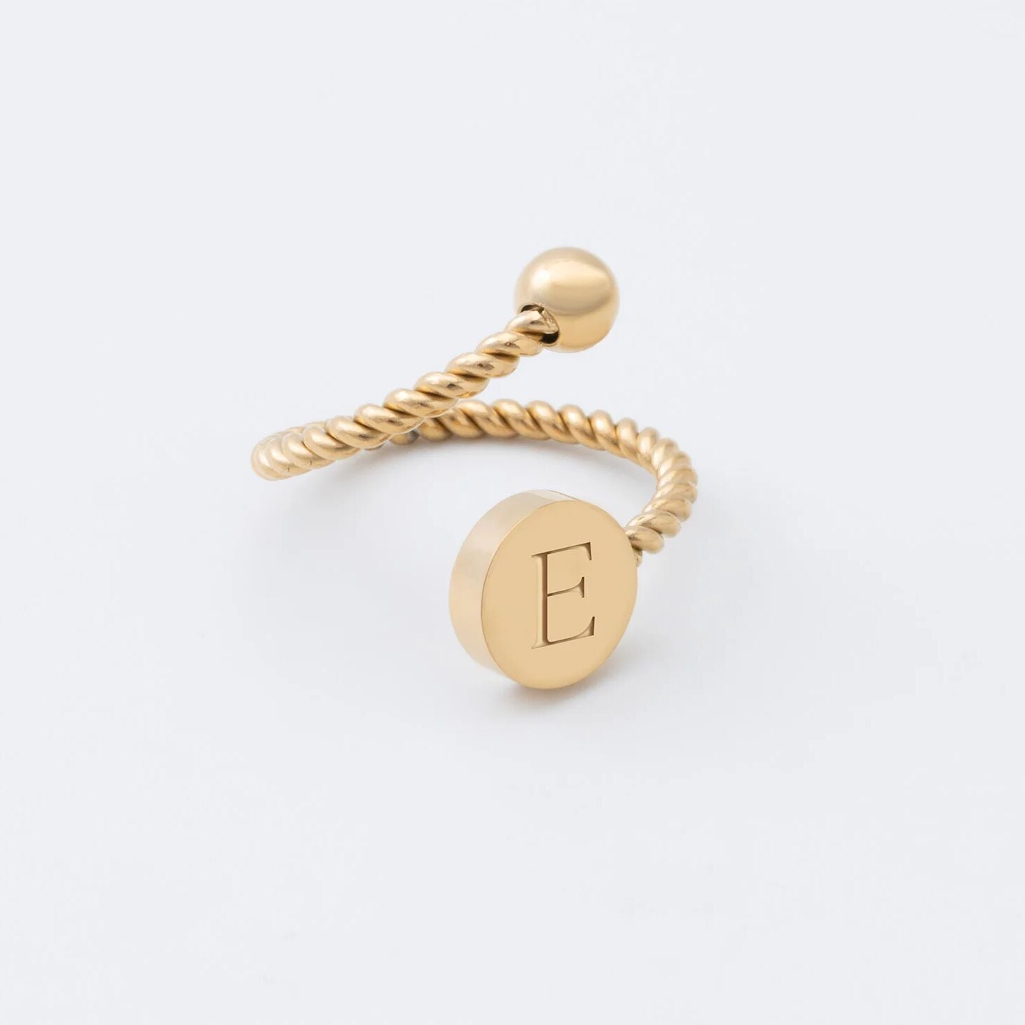 18K Gold PVD Stainless Steel Engraveable Adjustable Ring- gold studio