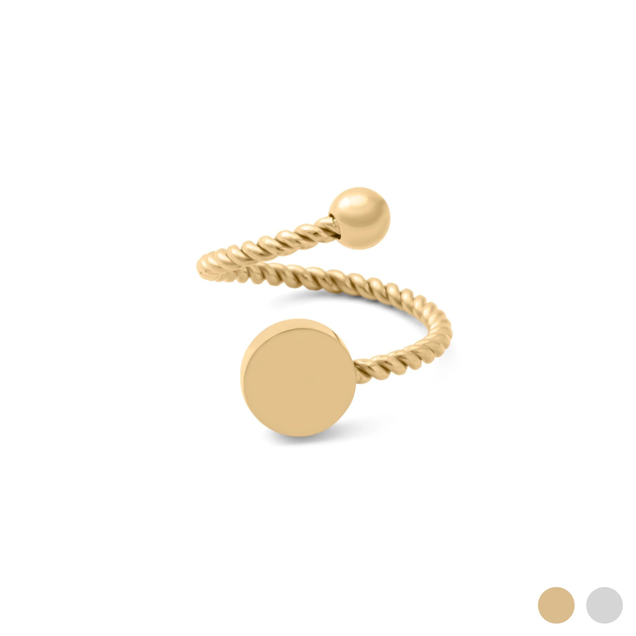 18K Gold PVD Stainless Steel Engraveable Adjustable Ring- gold main