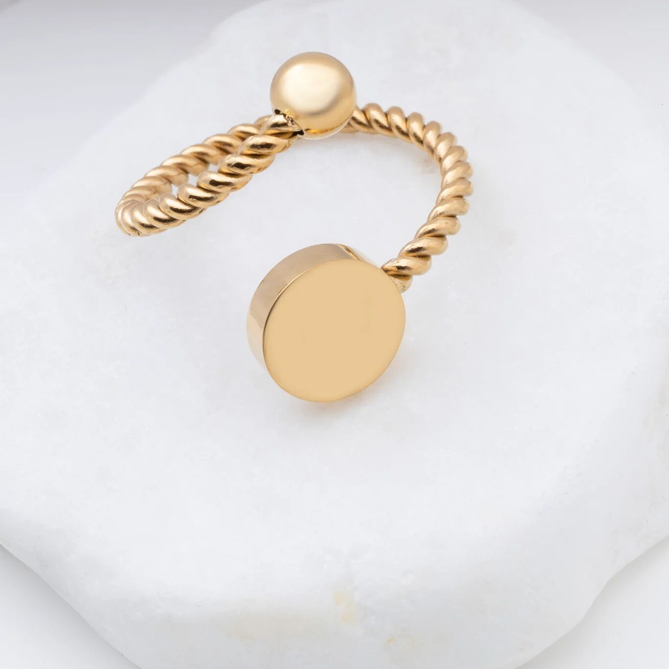 18K Gold PVD Stainless Steel Engraveable Adjustable Ring- gold studio