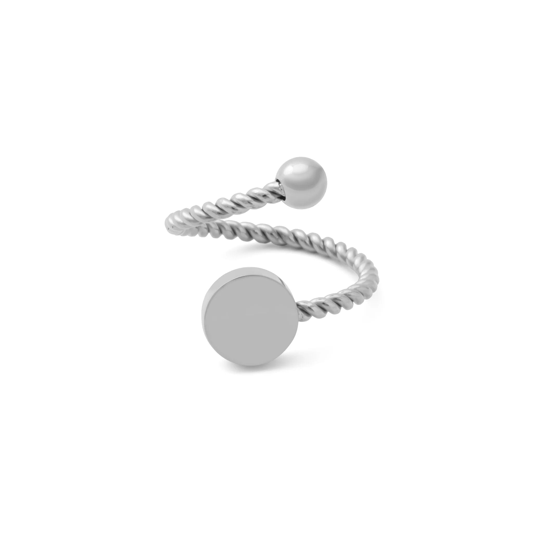 18K Gold PVD Stainless Steel Engraveable Adjustable Ring- silver main