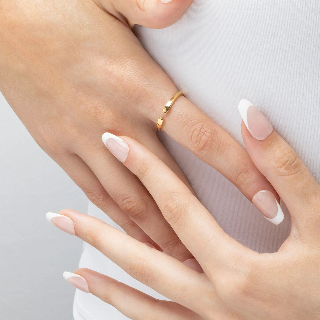 18K Gold PVD Stainless Steel Dainty Blank Stack Ring- gold model