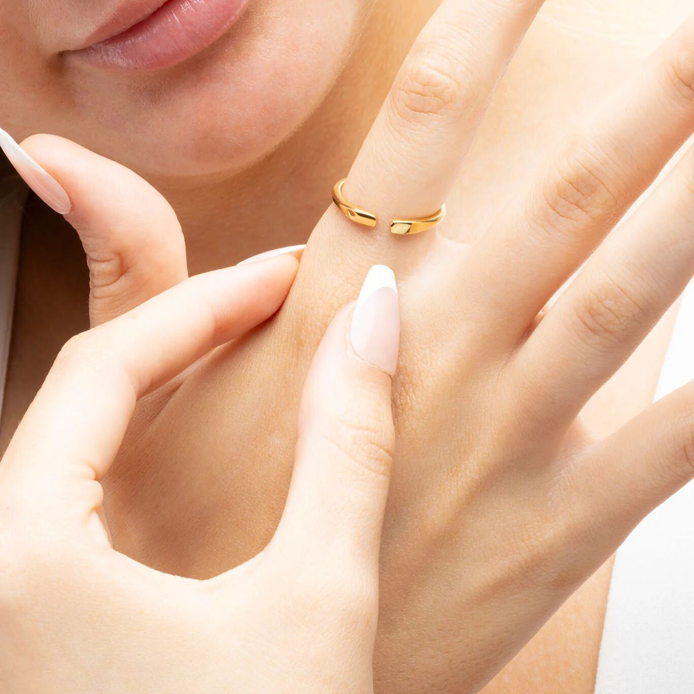18K Gold PVD Stainless Steel Dainty Blank Stack Ring- gold model