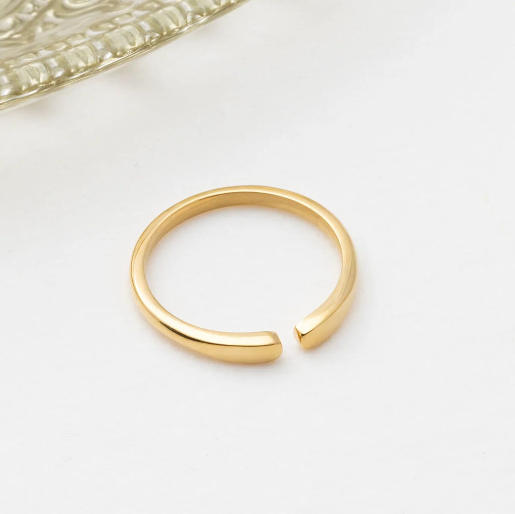 18K Gold PVD Stainless Steel Dainty Blank Stack Ring- gold studio