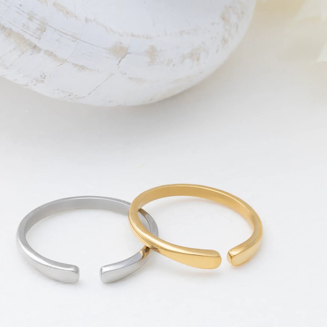 18K Gold PVD Stainless Steel Dainty Blank Stack Ring- gold and silver studio