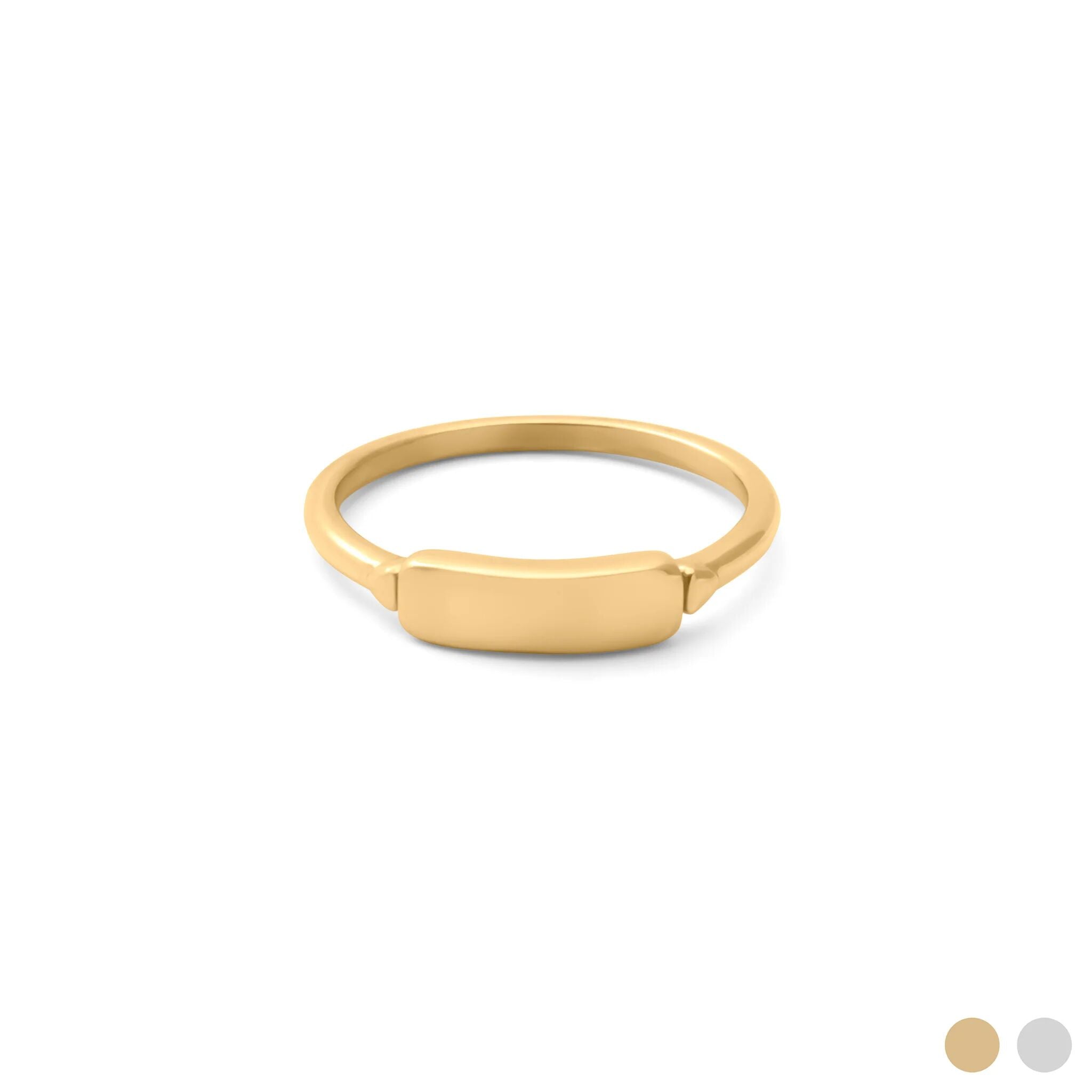 18K Gold PVD Stainless Steel Dainty Plaque Blank Stack Ring- gold main