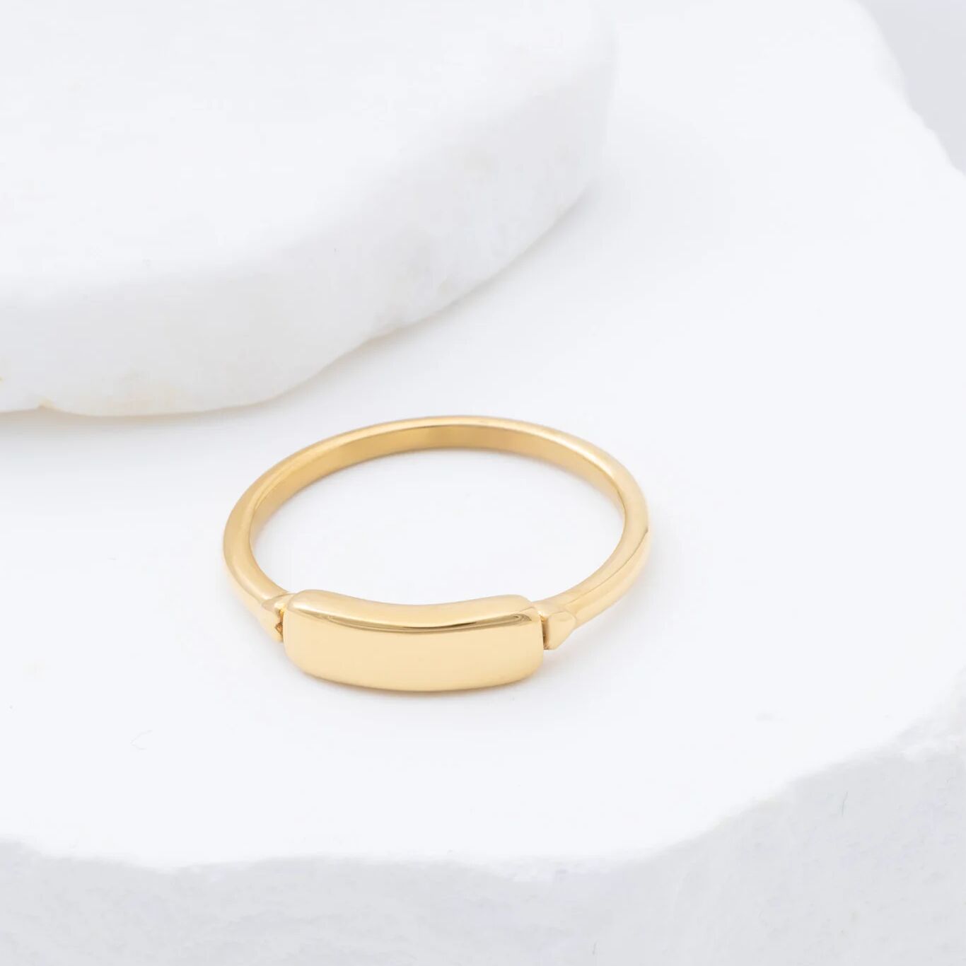 18K Gold PVD Stainless Steel Dainty Plaque Blank Stack Ring- gold studio