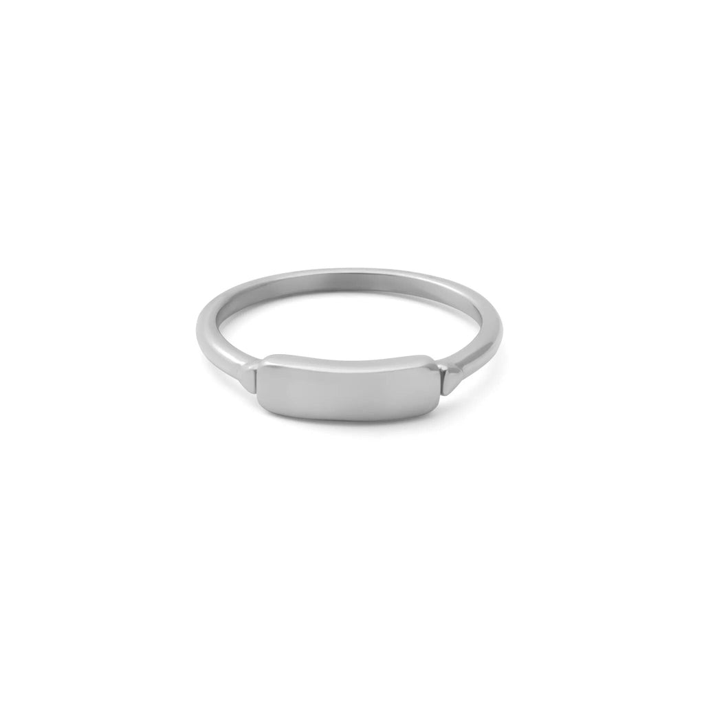 18K Gold PVD Stainless Steel Dainty Plaque Blank Stack Ring- silver main