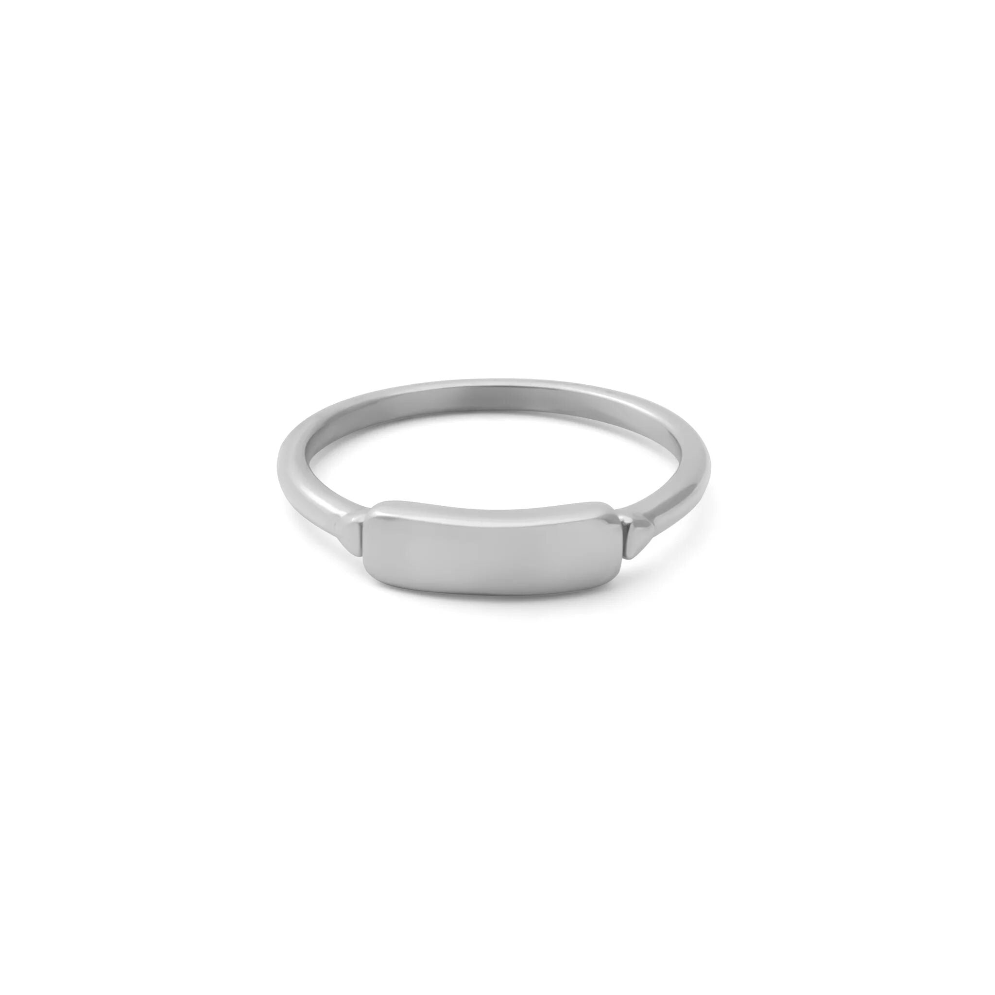18K Gold PVD Stainless Steel Dainty Plaque Blank Stack Ring- silver main