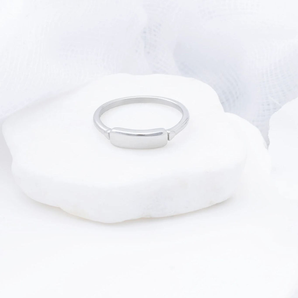 18K Gold PVD Stainless Steel Dainty Plaque Blank Stack Ring- silver studio