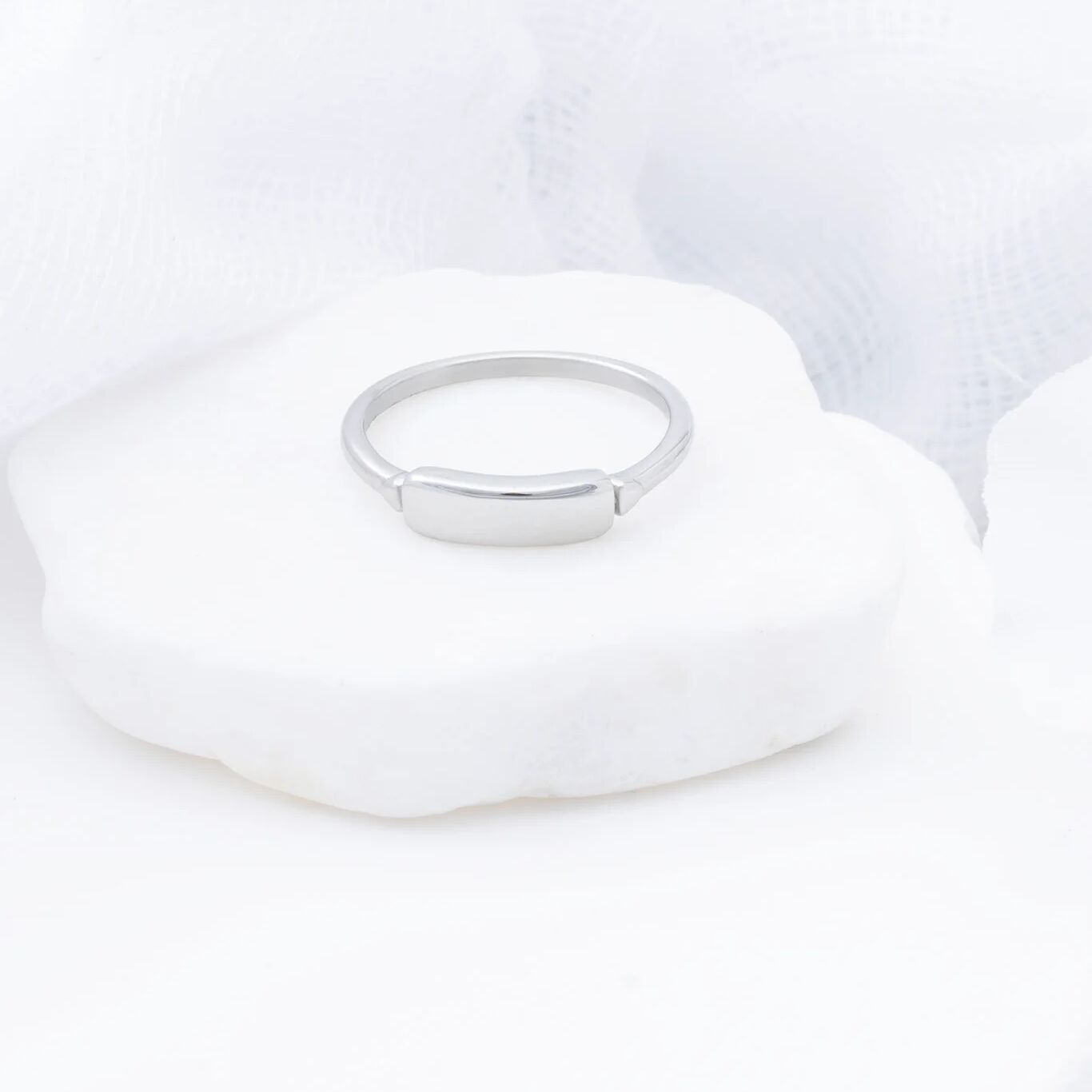 18K Gold PVD Stainless Steel Dainty Plaque Blank Stack Ring- silver studio