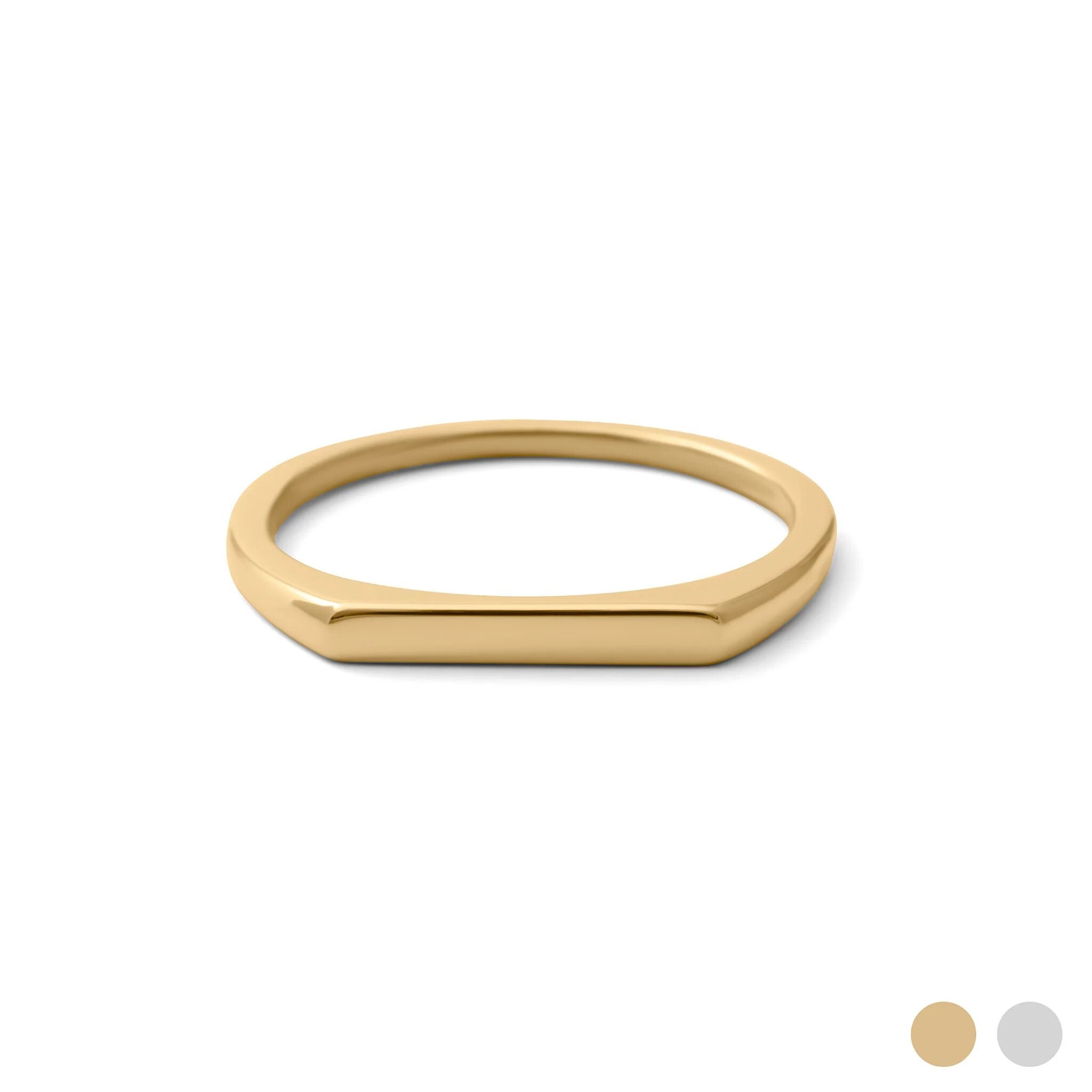 18K Gold PVD Stainless Steel Dainty Flat Blank Stack Ring- Gold main