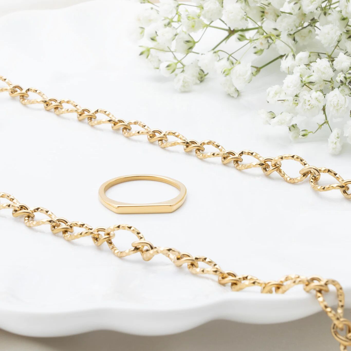 18K Gold PVD Stainless Steel Dainty Flat Blank Stack Ring- gold studio