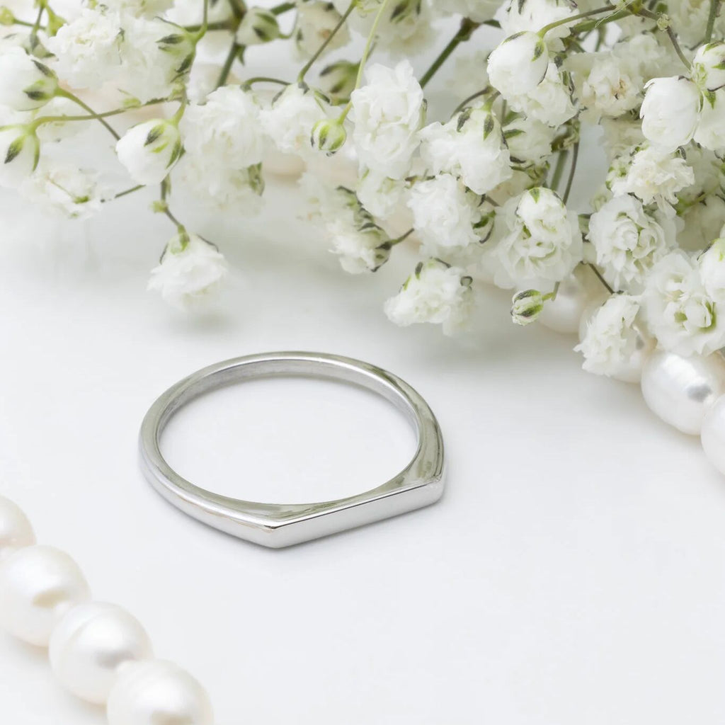 18K Gold PVD Stainless Steel Dainty Flat Blank Stack Ring- silver studio
