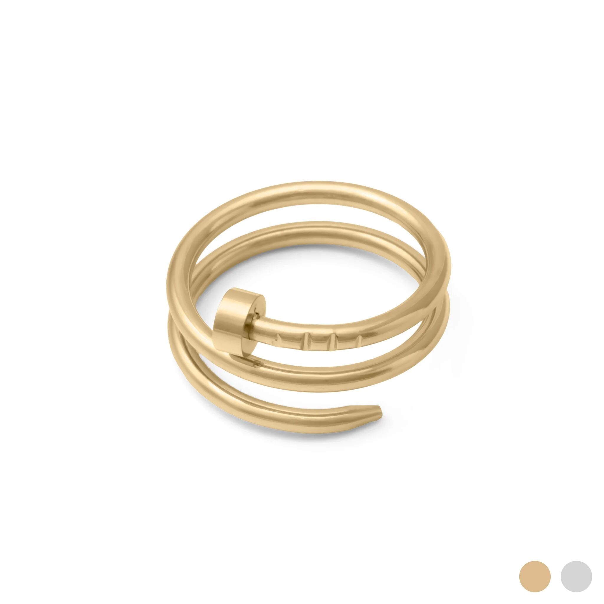 18K Gold PVD Stainless Steel Twisted Nail Ring- Gold main