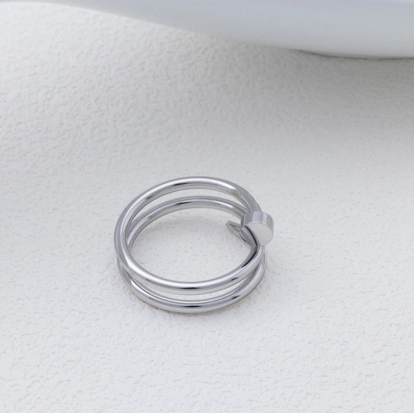 18K Gold PVD Stainless Steel Twisted Nail Ring- Stainless studio