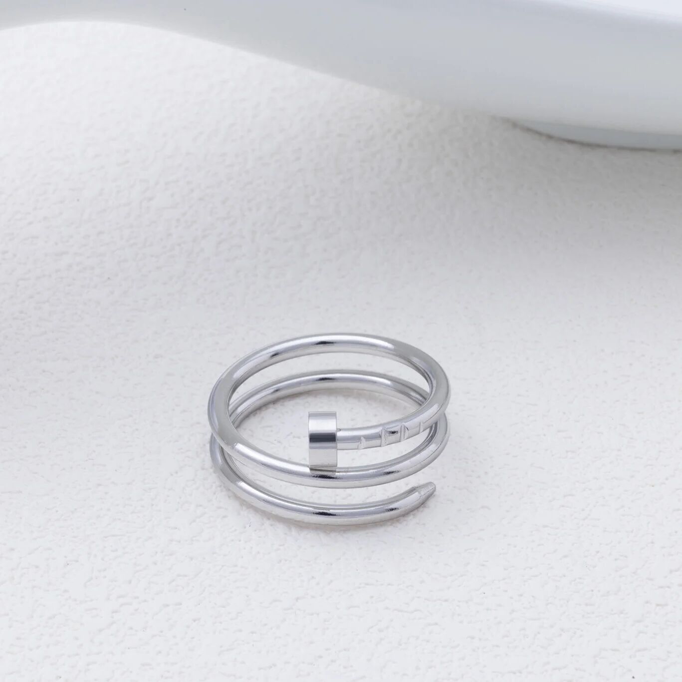 18K Gold PVD Stainless Steel Twisted Nail Ring- Stainless studio