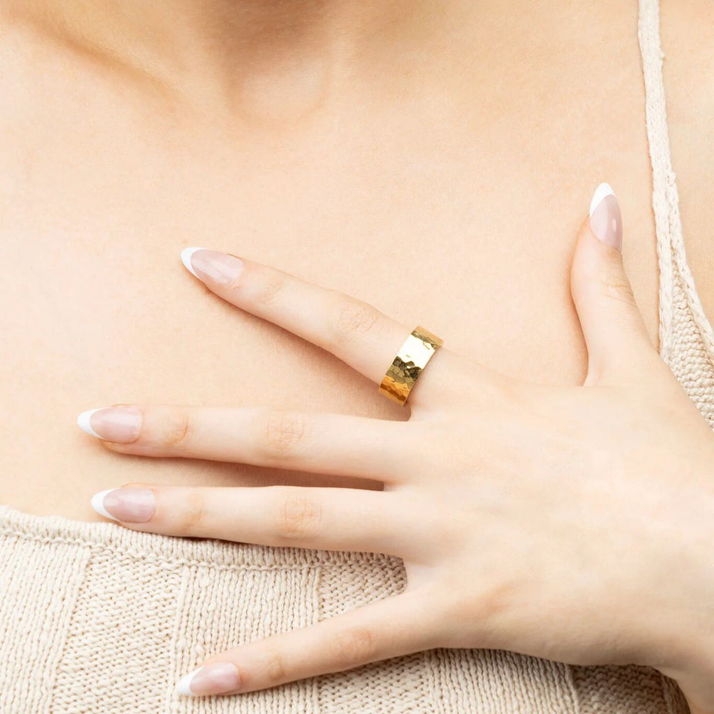 Gold Hammered Statement Ring 