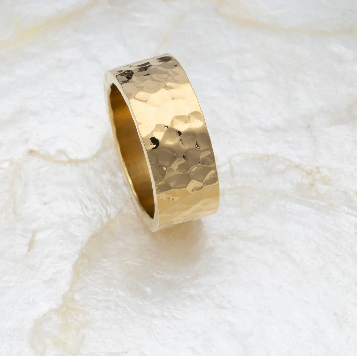 Gold Hammered Statement Ring 