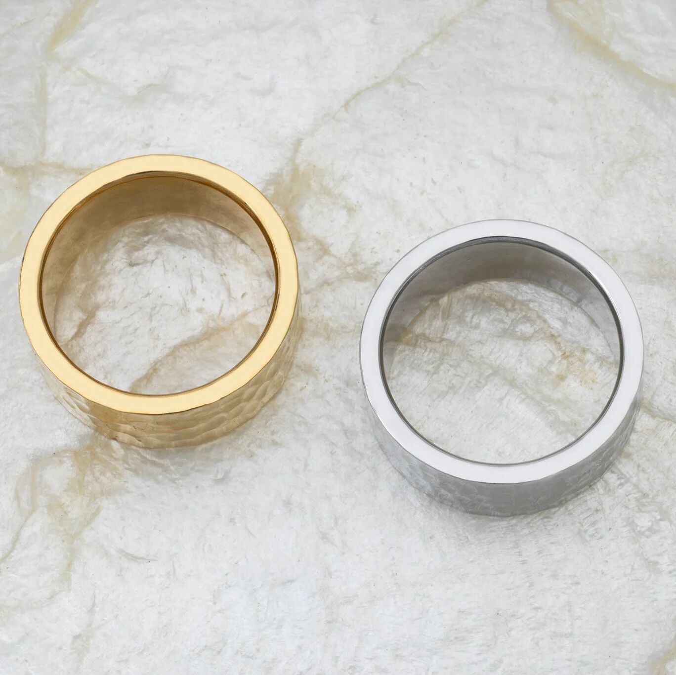 Gold and Silver Hammered Statement Ring 