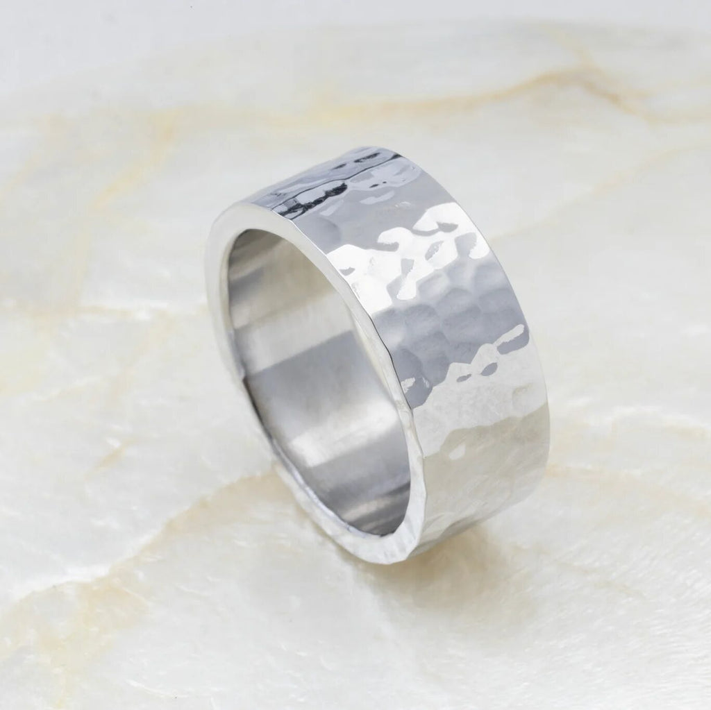 Silver Hammered Statement Ring 