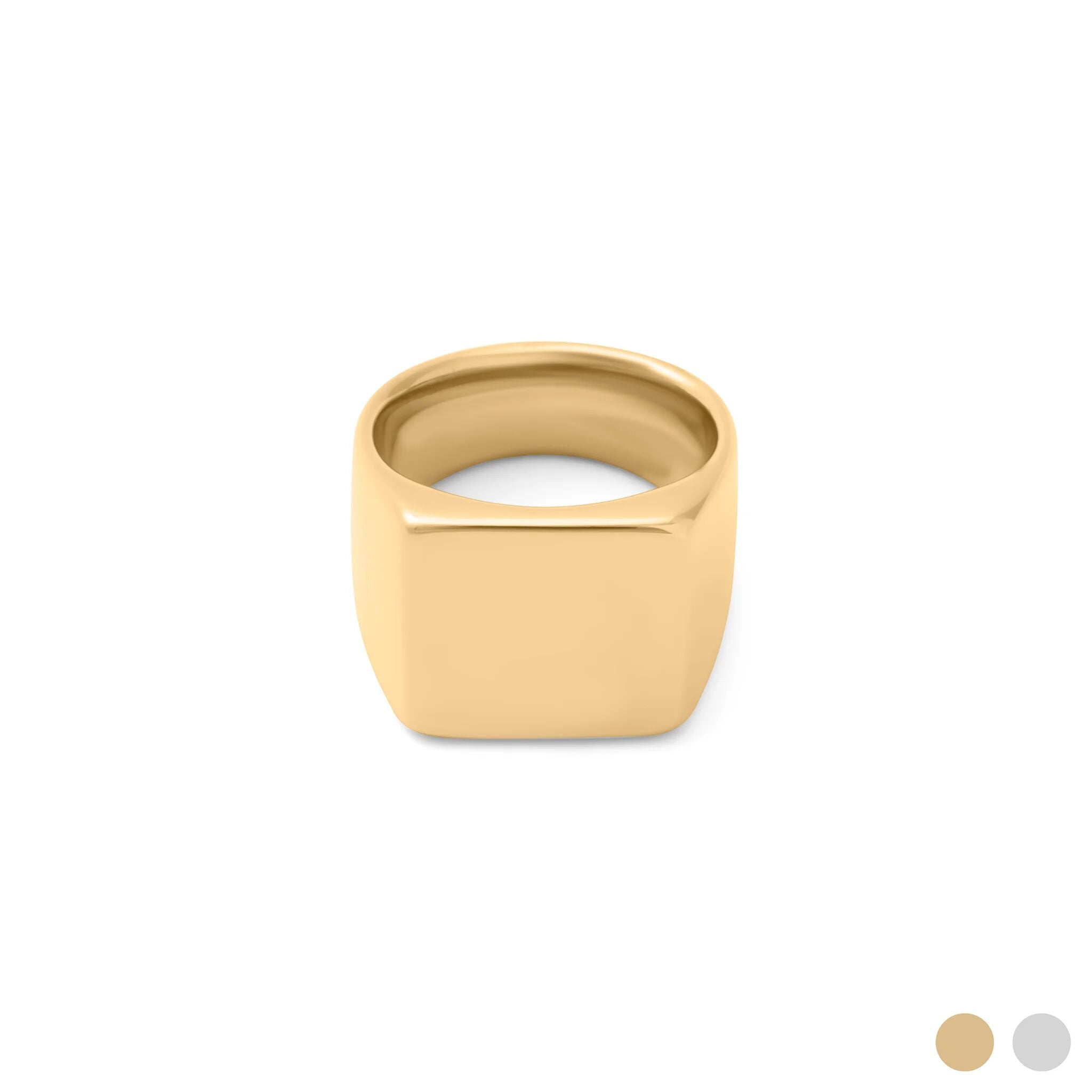 18K Gold PVD Stainless Steel Square Signet Ring- gold main