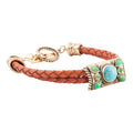 Legacy Lime Green and Blue Turquoise Braided Leather Bracelet