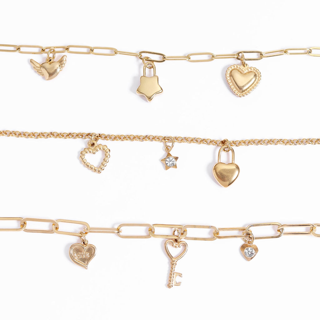 Gold Heart Charm – 18K Gold PVD Coated Stainless Steel Cubic Zirconia Jewelry