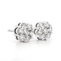 Lab Diamond Stud Earrings – 2 Carat Floral Cluster Design | 14kt White Gold
