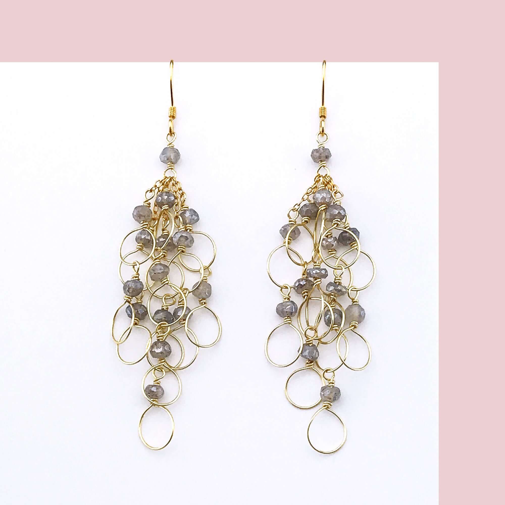 Labradorite Silver Earrings – Handmade Gemstone Earrings With Delicate Chain Loops