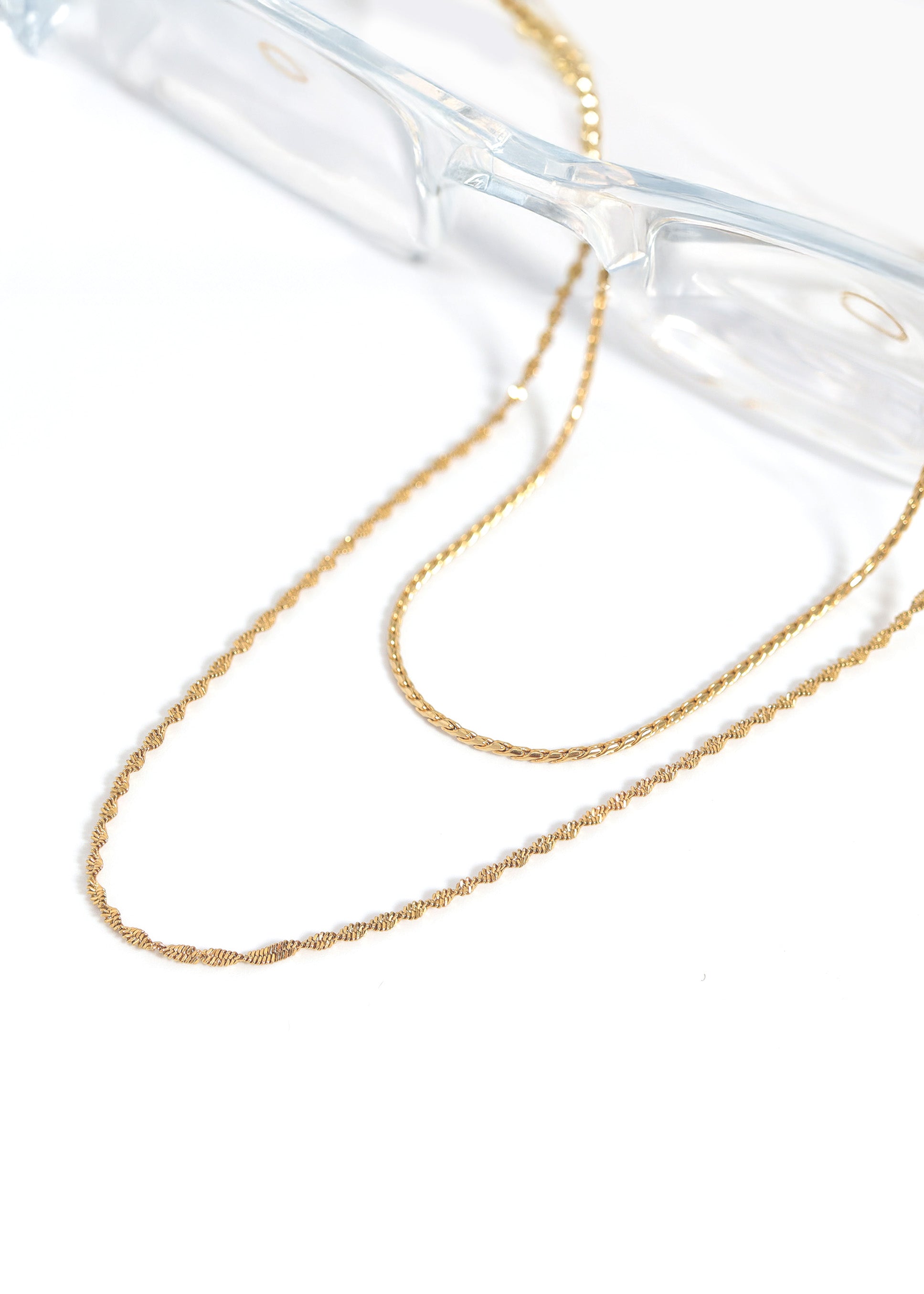 Singapore Chain Necklace – Gold Stainless Steel Delicate Woven Waterproof Jewelry
