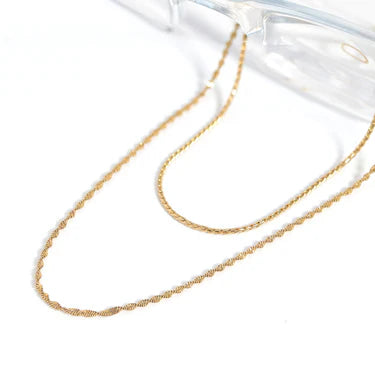 18K Gold PVD Stainless Steel Singapore Chain Necklace