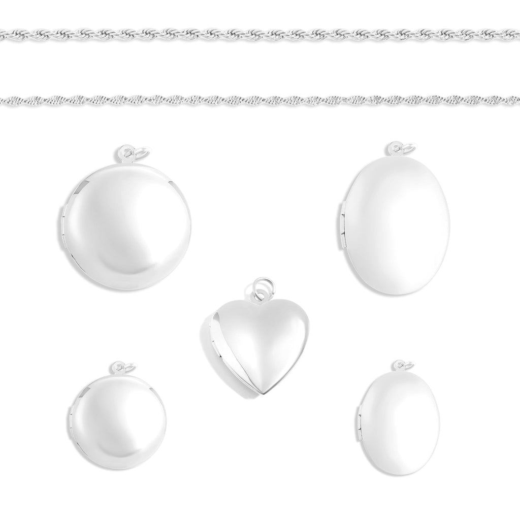 Gold Stainless Steel Locket Set – Heart Shaped, Vintage Oval & Minimalist Round Necklace