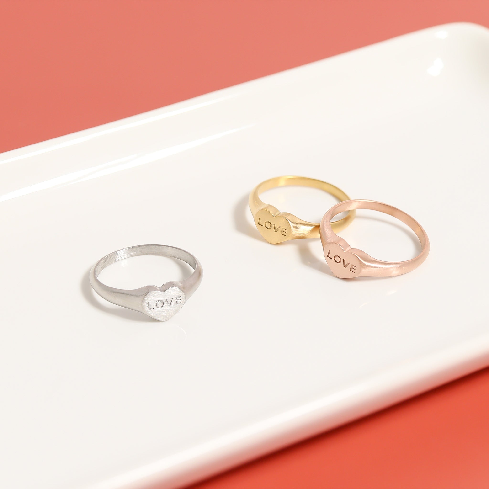 love signet heart rings 