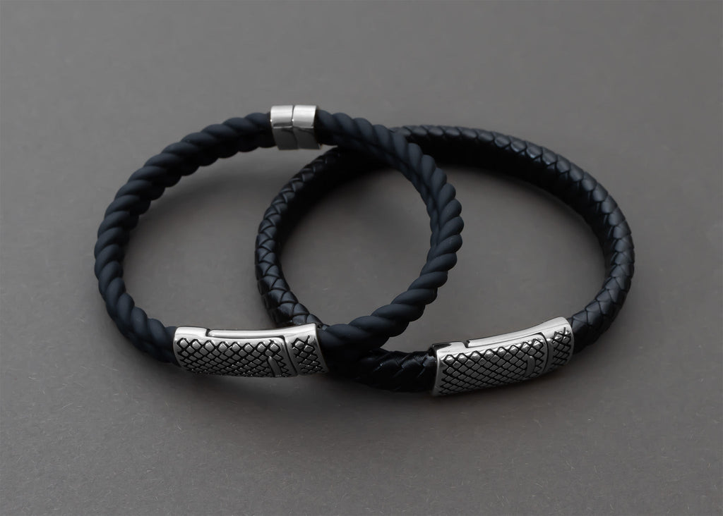 Mens Rubber Metal Clasp Bracelet