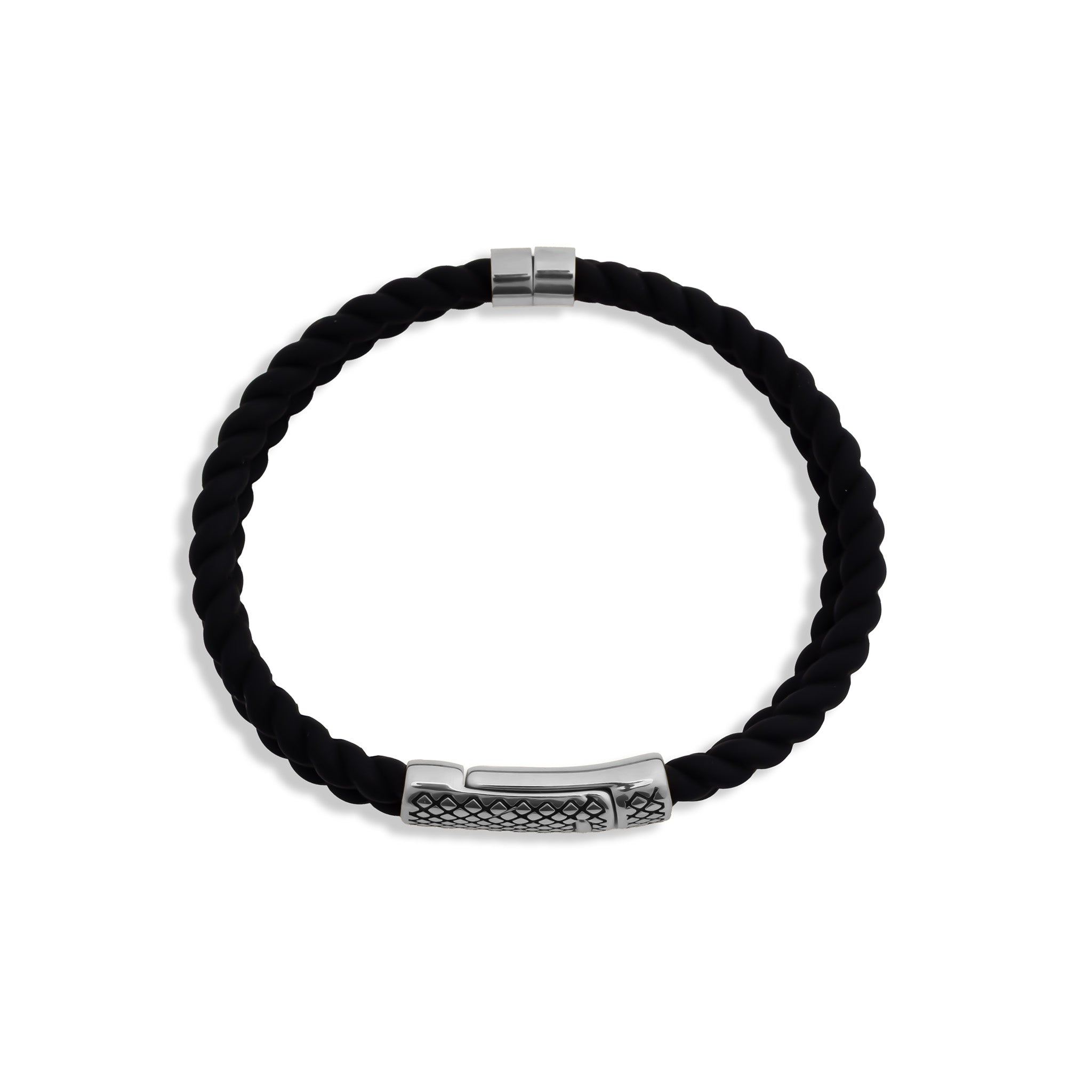 Mens Rubber Metal Clasp Bracelet