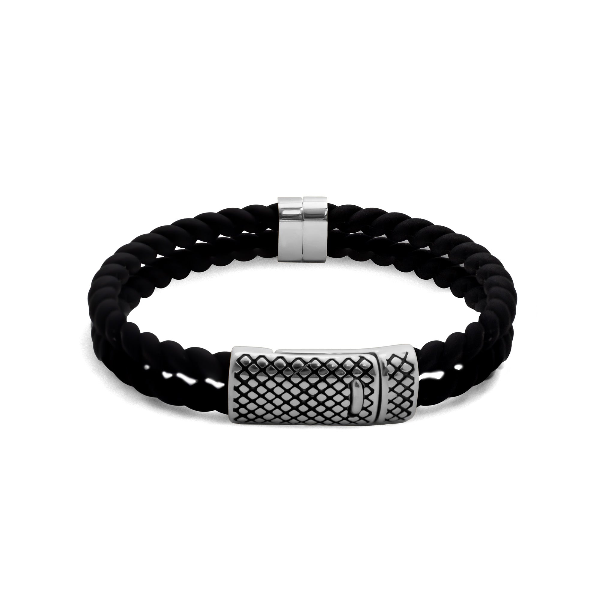 Mens Rubber Metal Clasp Bracelet