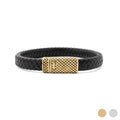 Mens Leather Metal Clasp Bracelet