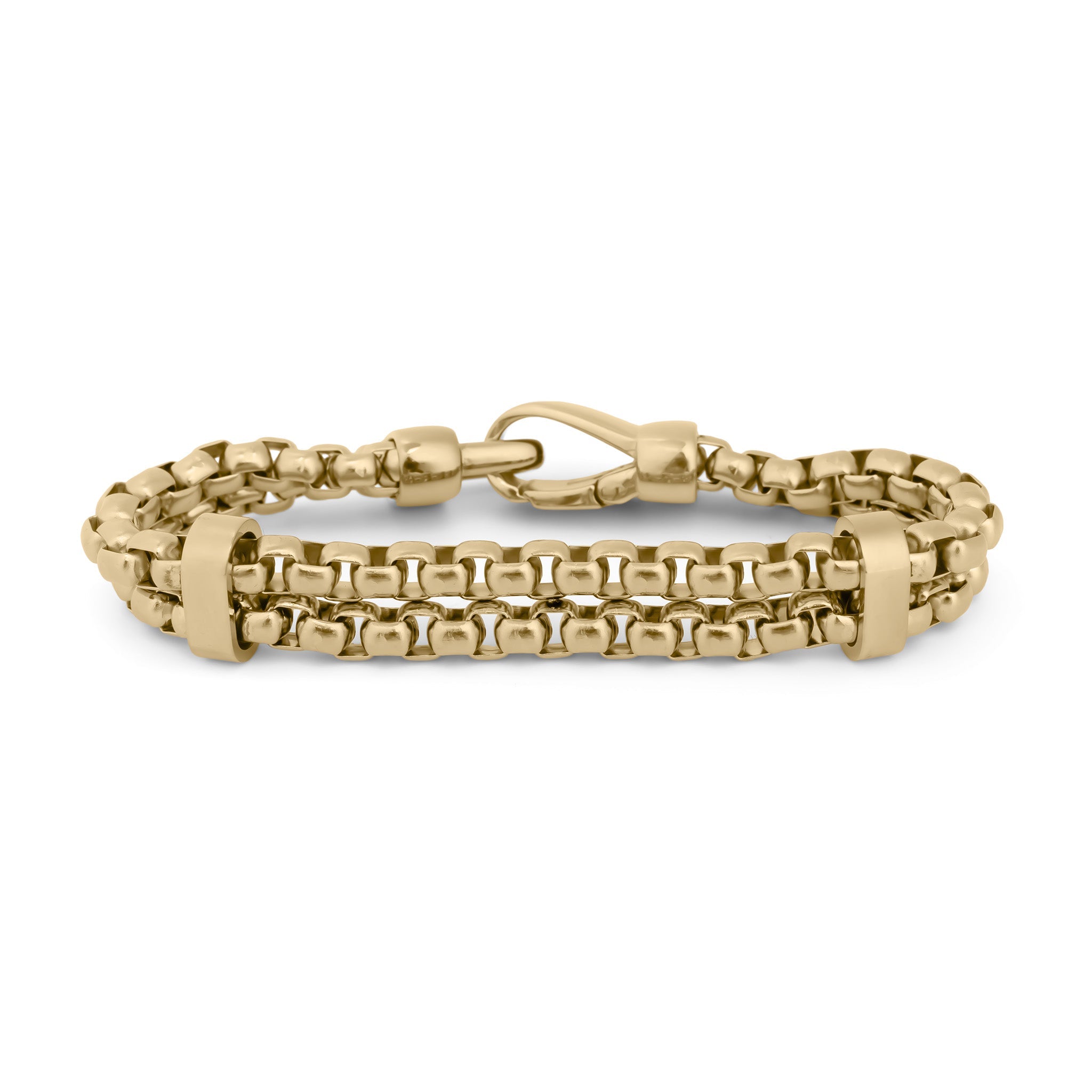 18K Gold PVD Double Chain Metal Clasp Bracelet- gold main clasp