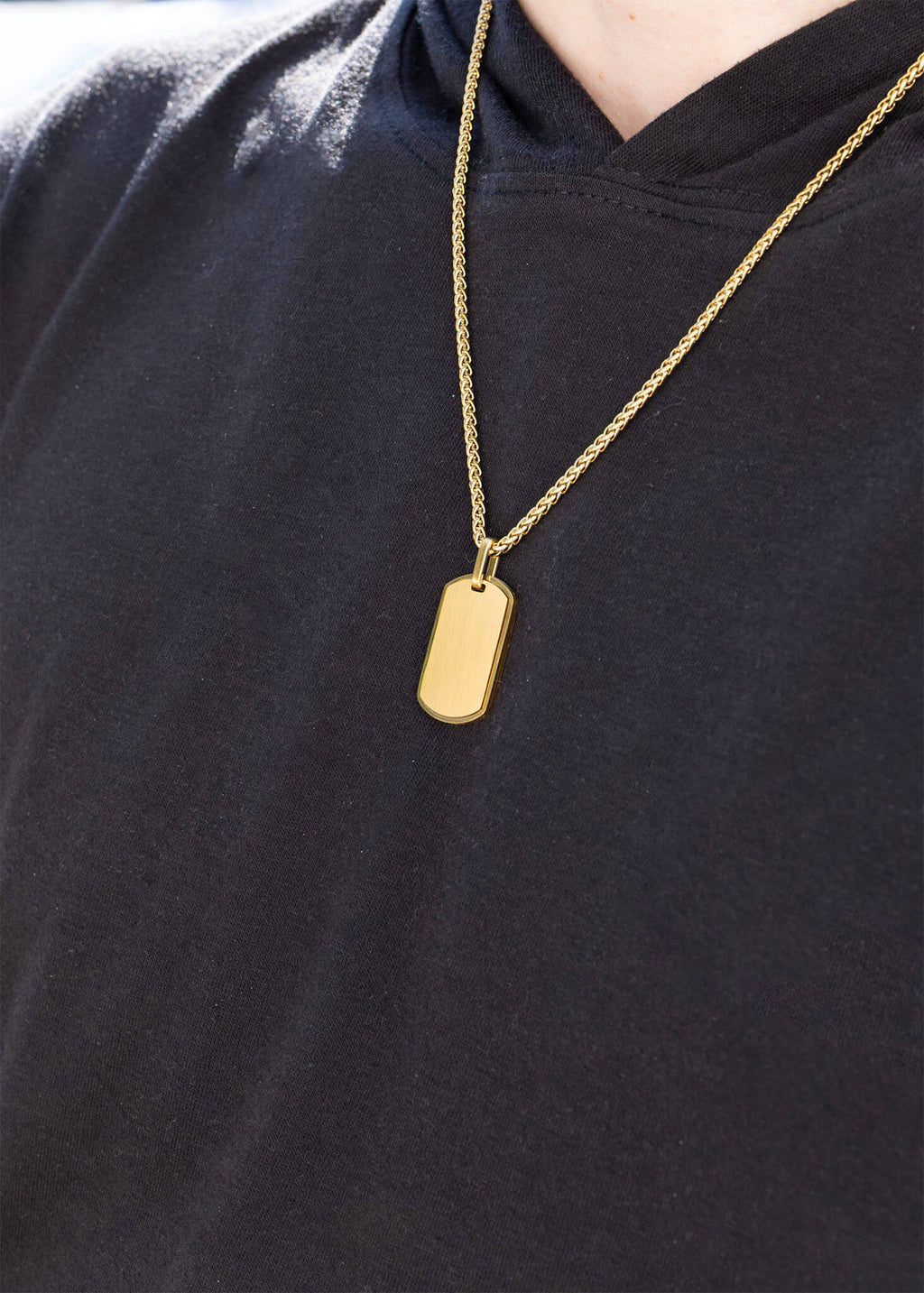 Mens Brushed Gold Dog Tag
