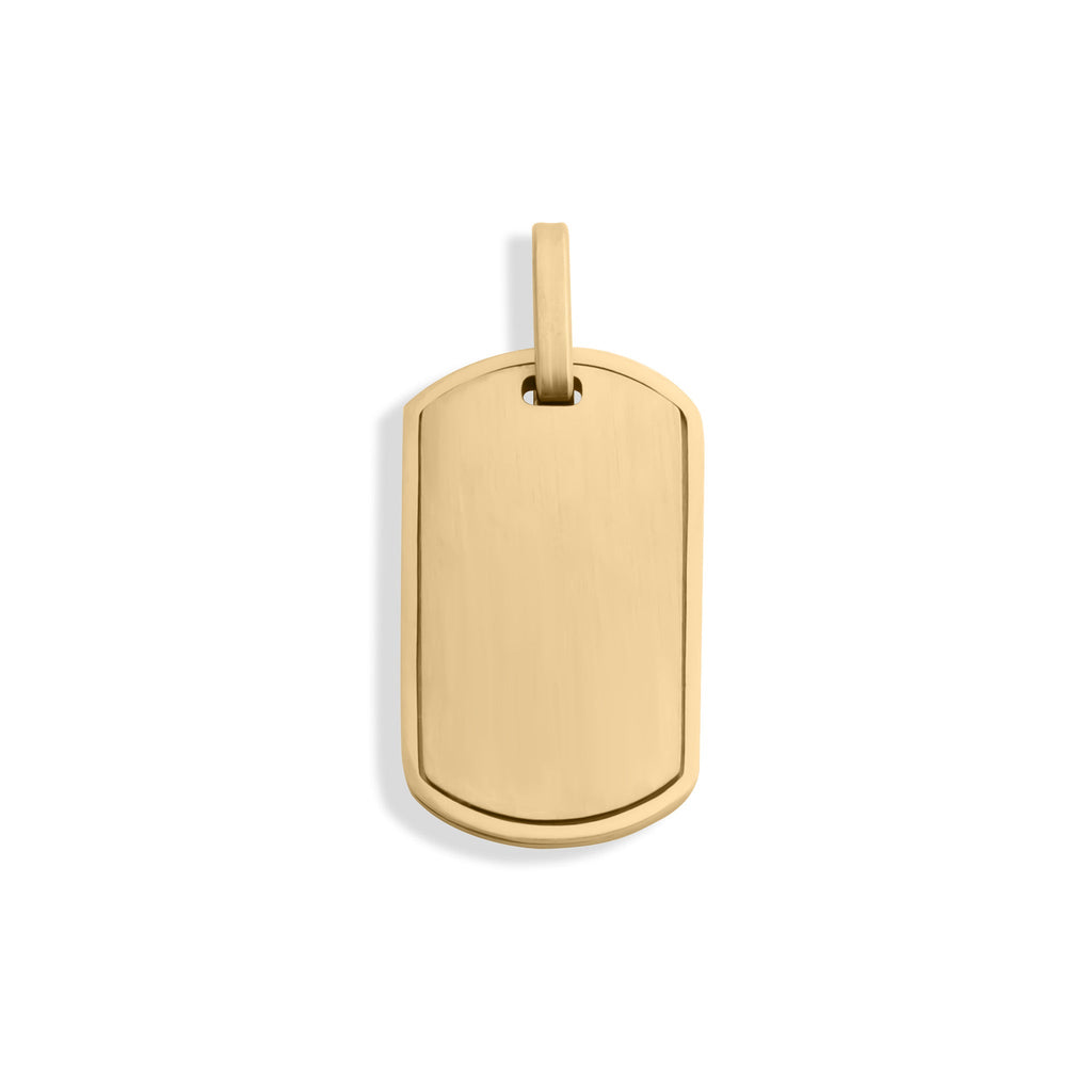 Mens Brushed Gold Dog Tag