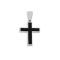 Mens Matte Black Stainless Steel Cross- silver main 