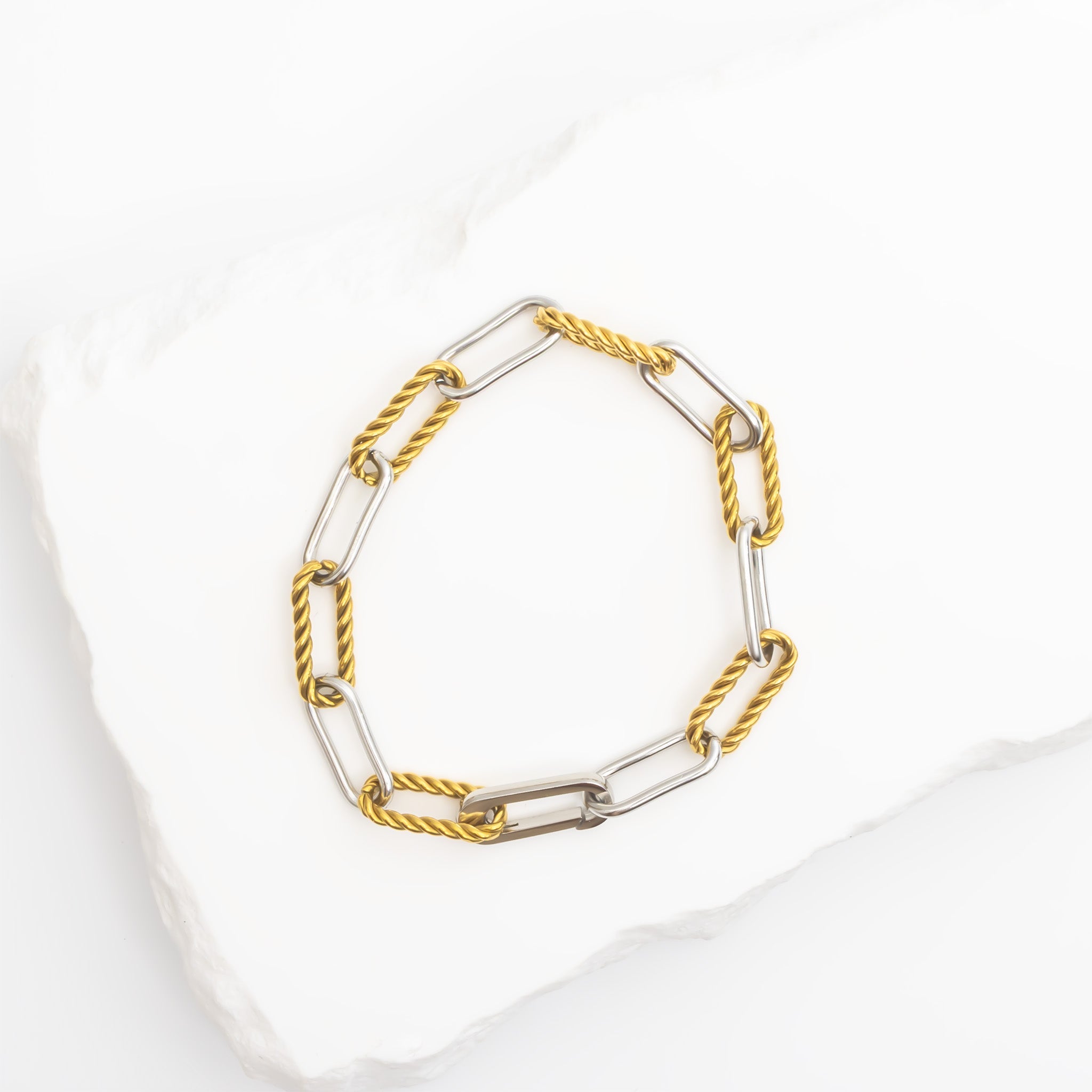 Mens Twist Chain Mixed Metal Bracelet