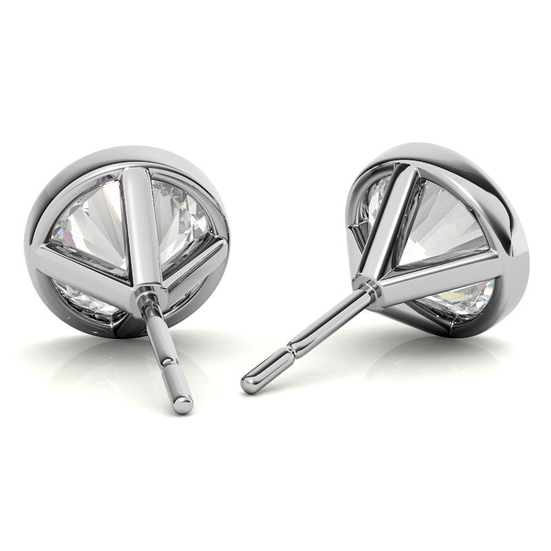 Lab Grown Diamond Earrings – 4.00 CTW Bezel Stud Martini in 14K Gold