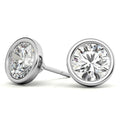 Lab Grown Diamond Earrings – 4.00 CTW Bezel Stud Martini in 14K Gold