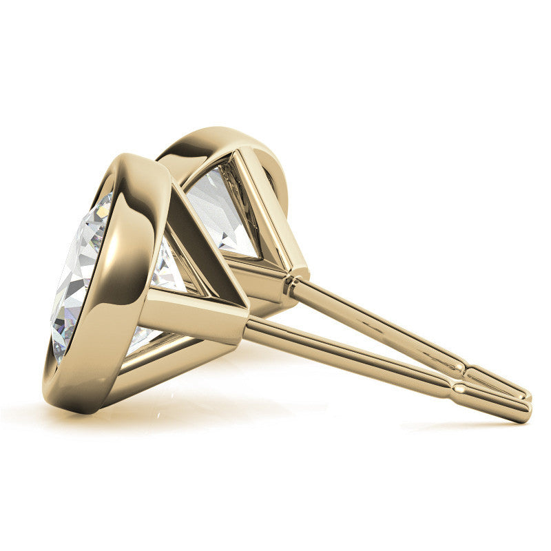 Lab Grown Diamond Earrings – 4.00 CTW Bezel Stud Martini in 14K Gold