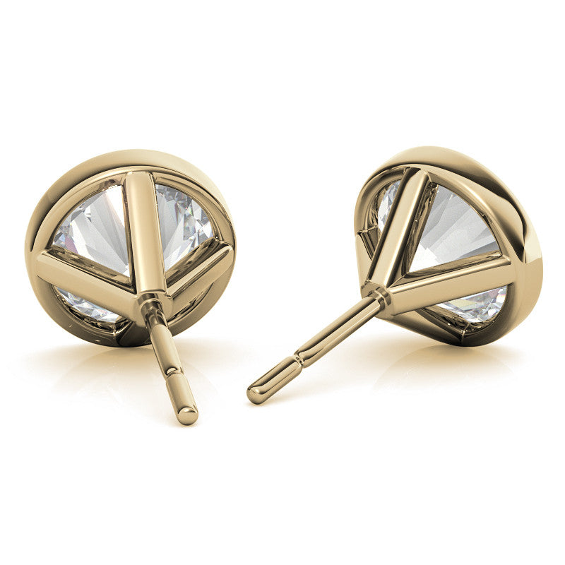 Lab Grown Diamond Earrings – 4.00 CTW Bezel Stud Martini in 14K Gold