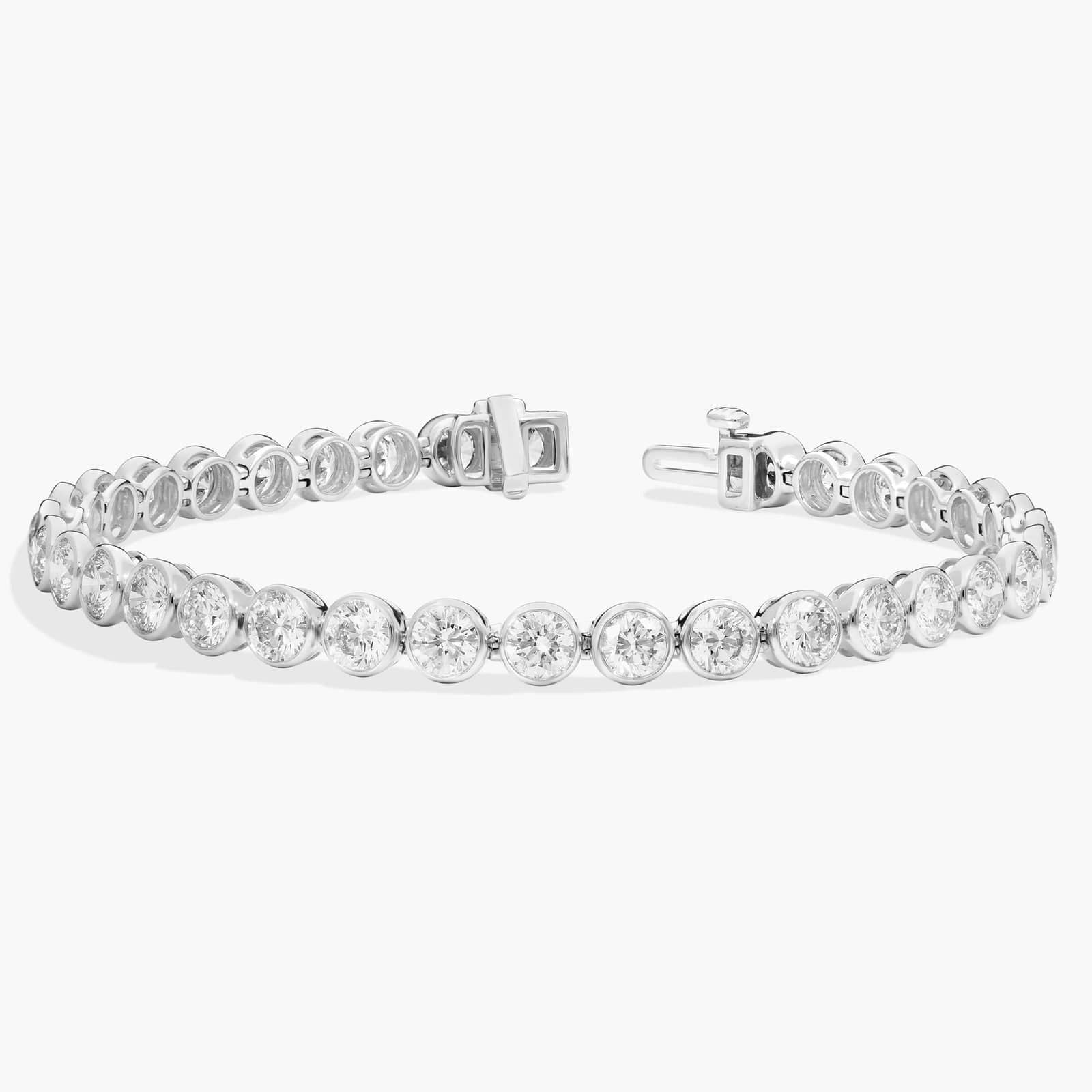 Moissanite Tennis Bracelet – 10 Carat Round Cut Moissanite Stones | 14K Gold Plated Bezel Set